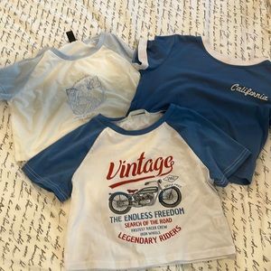 3 shein + romwe graphic cropped shirts